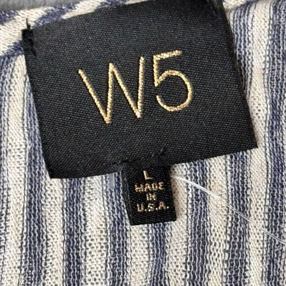 Anthropology W5 Sz L Striped Sleeveless Tank Top Blue Zip Back Knit Hi-Low Tunic - Picture 12 of 13